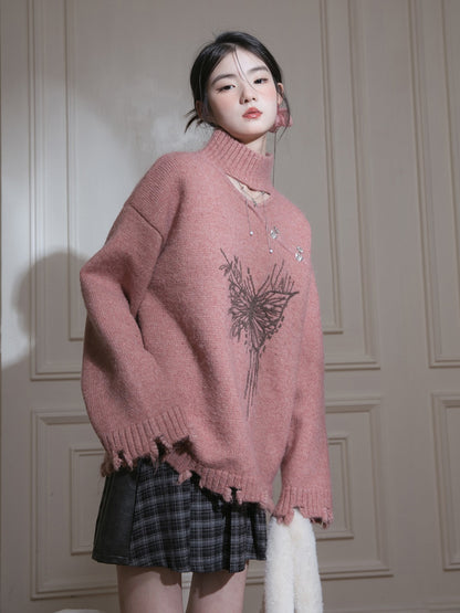 Chinese Style Butterfly Pattern Sweater