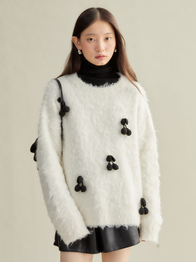 Cherry Motif Pullover Sweater