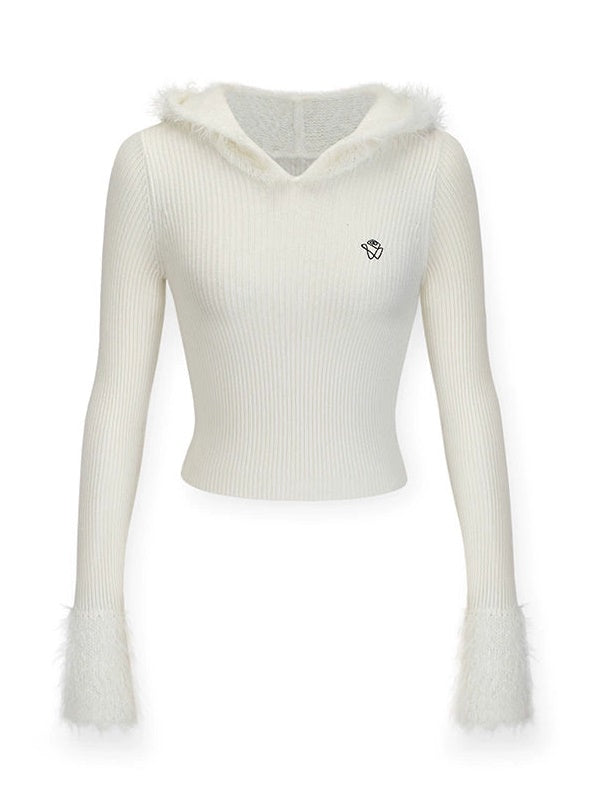 Fur Stitch Slim Fit Hooded Sweater