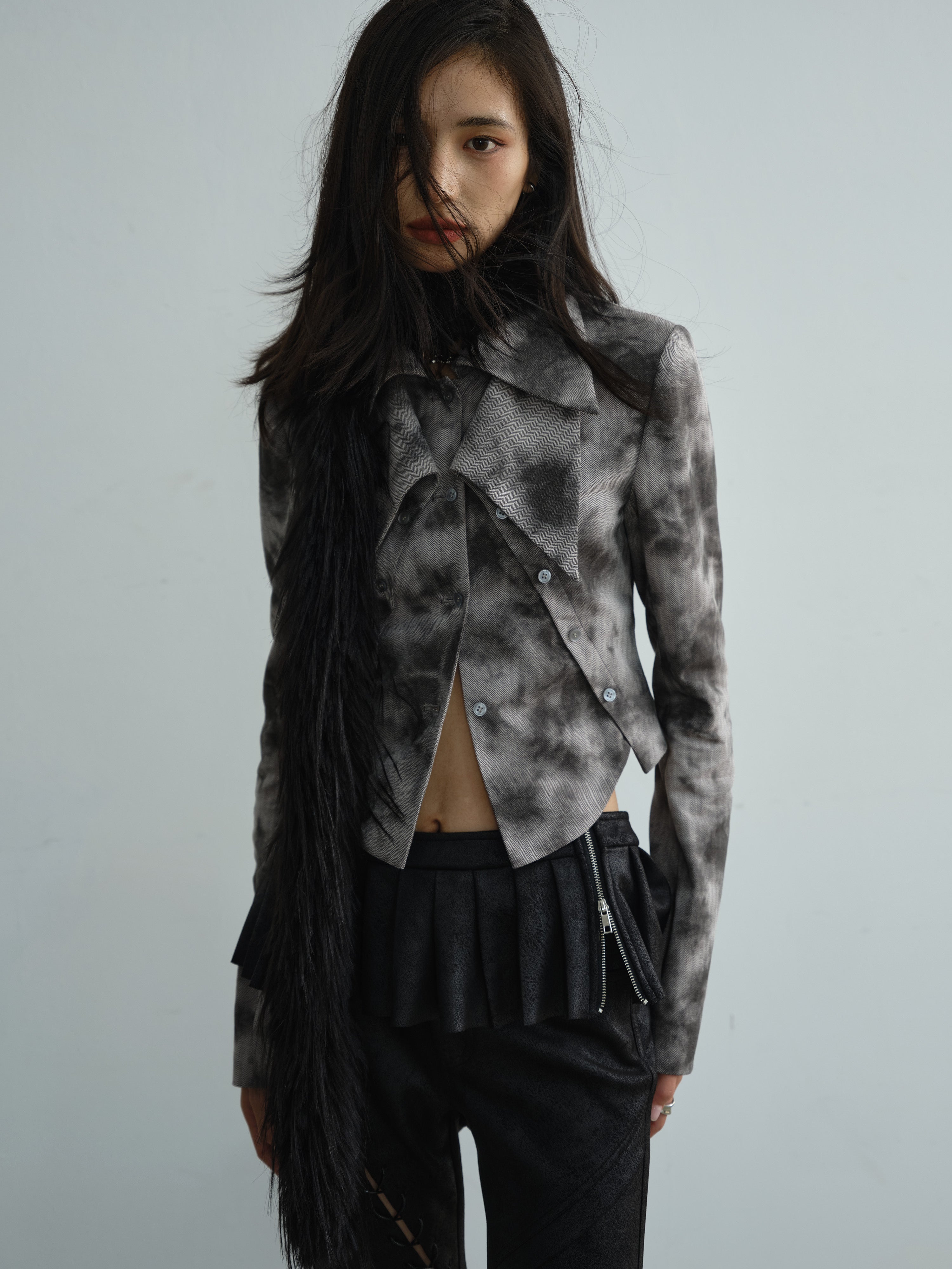 Fake Two-piece Tie-dye Double-collar Shirt Jacket