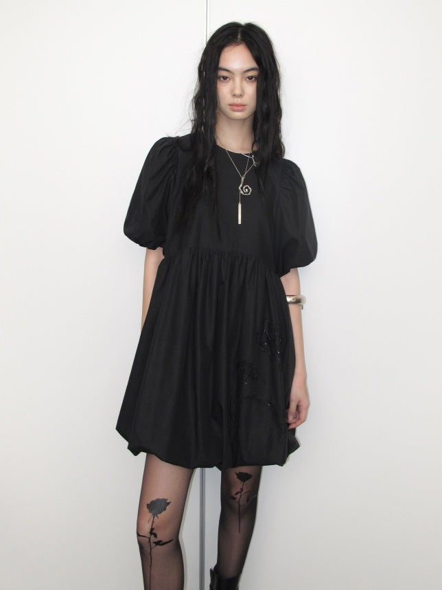 Retro Loose Engraved Lace Embroidery Dress