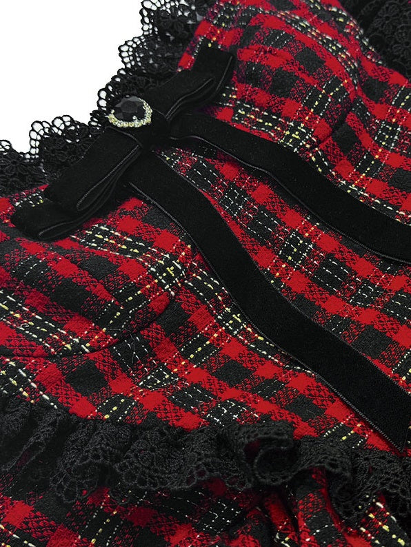 Plaid Heart Lace Suspender Cake Dress