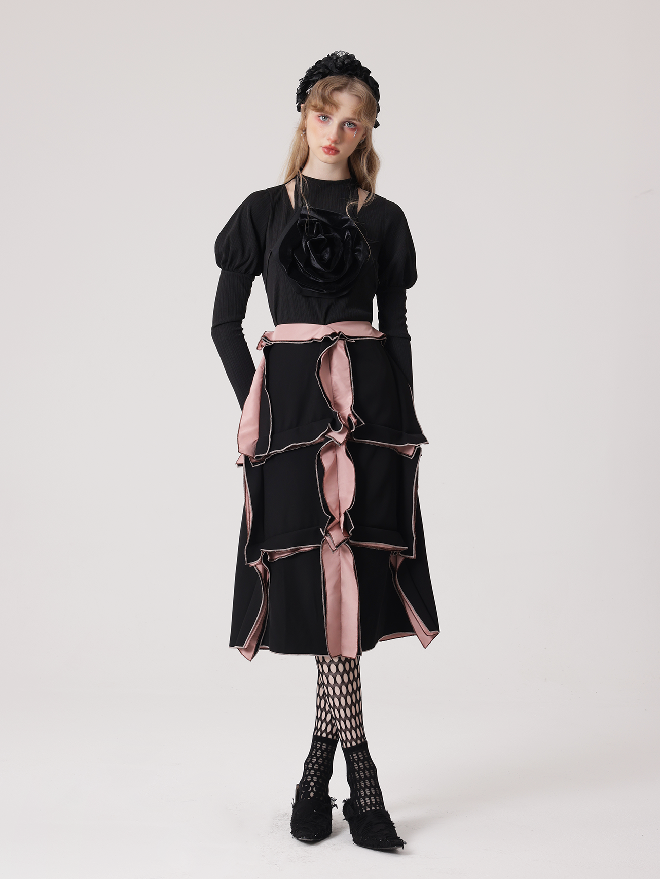 Three-dimensional Tailoring Rose Petal Skirt