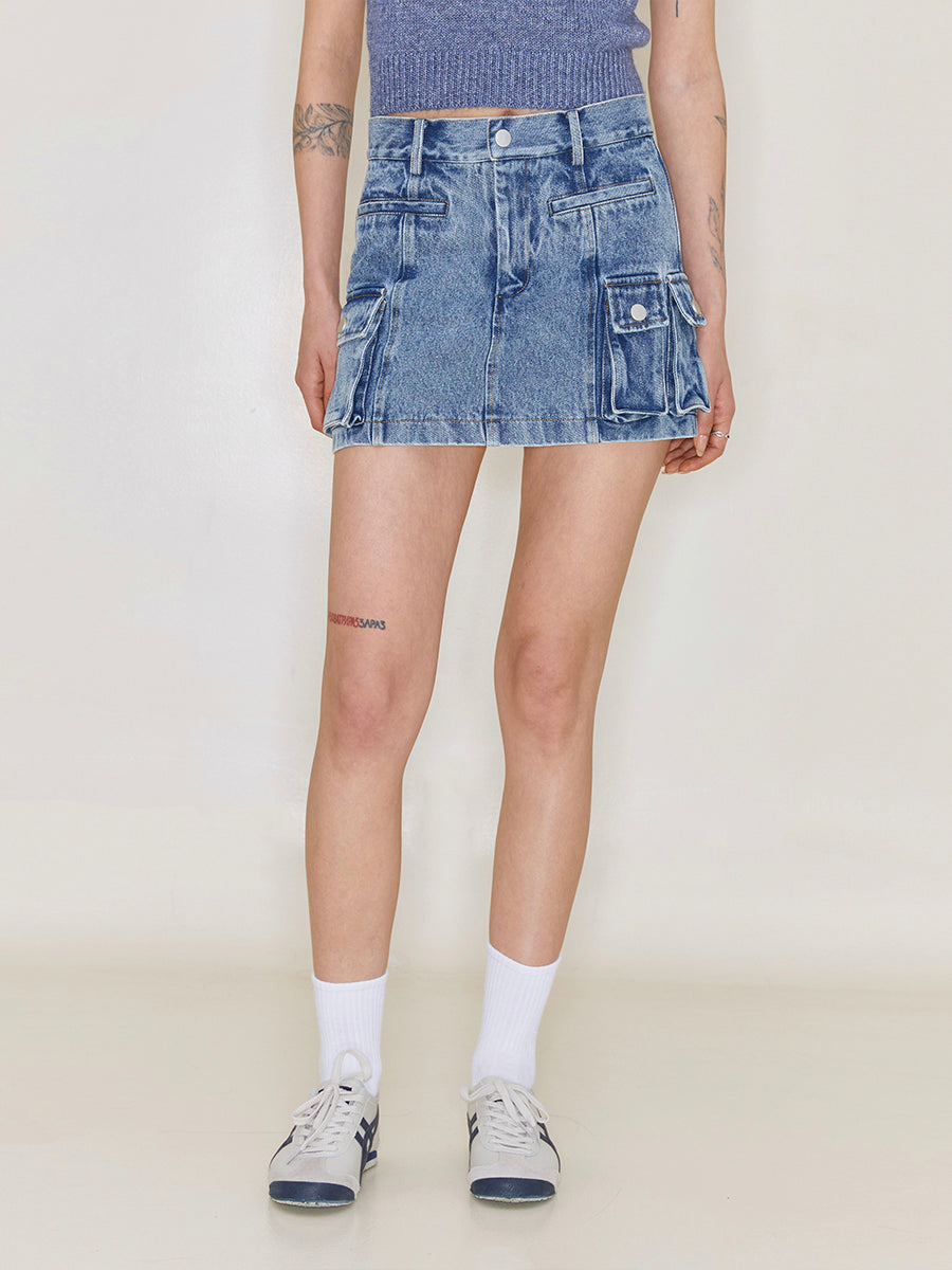 Retro Denim A-LINE SKIRT