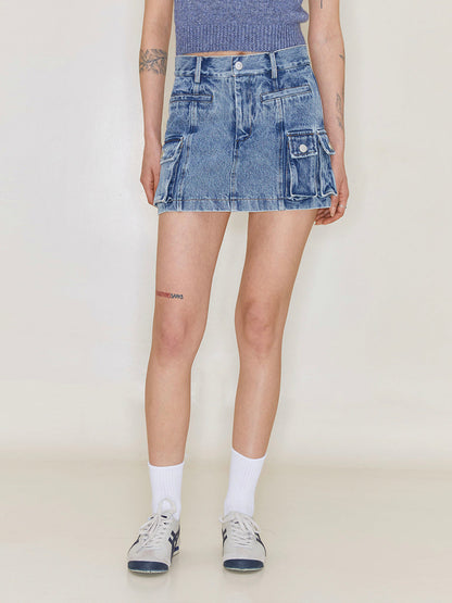 Retro Denim A-LINE SKIRT