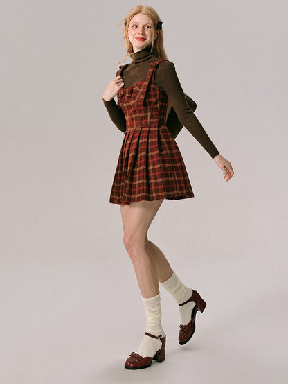 Plaid Slip Pleated Dress