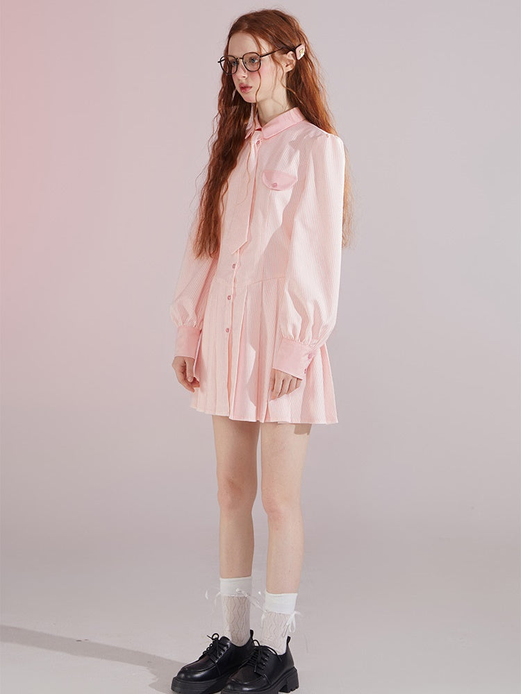 Robe de chemise à rayures de style collègue