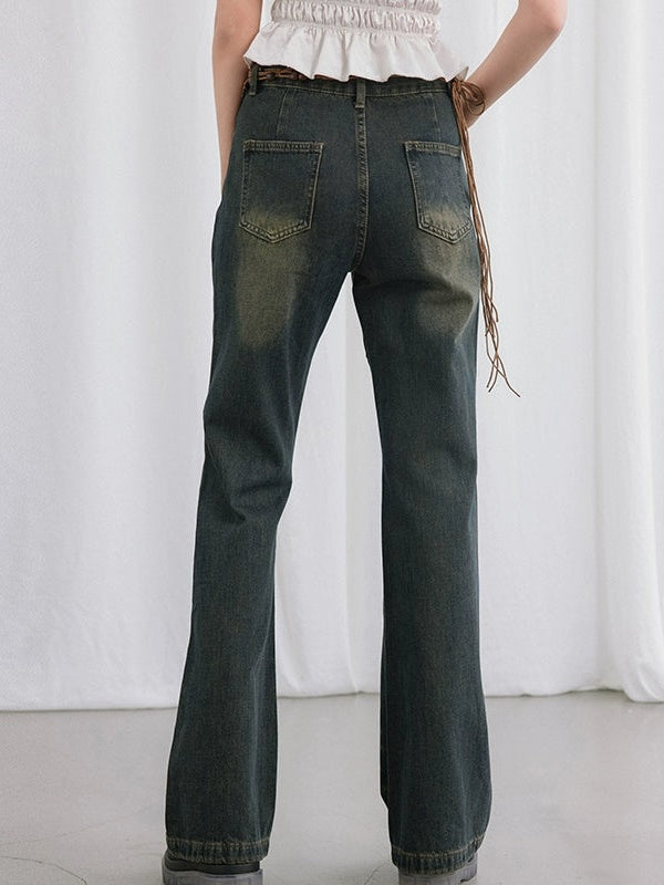 Hand-splashed Starry Sky Flare Jeans