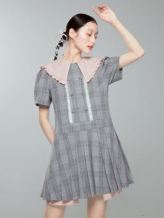 Doll Collar Plaid One-piece