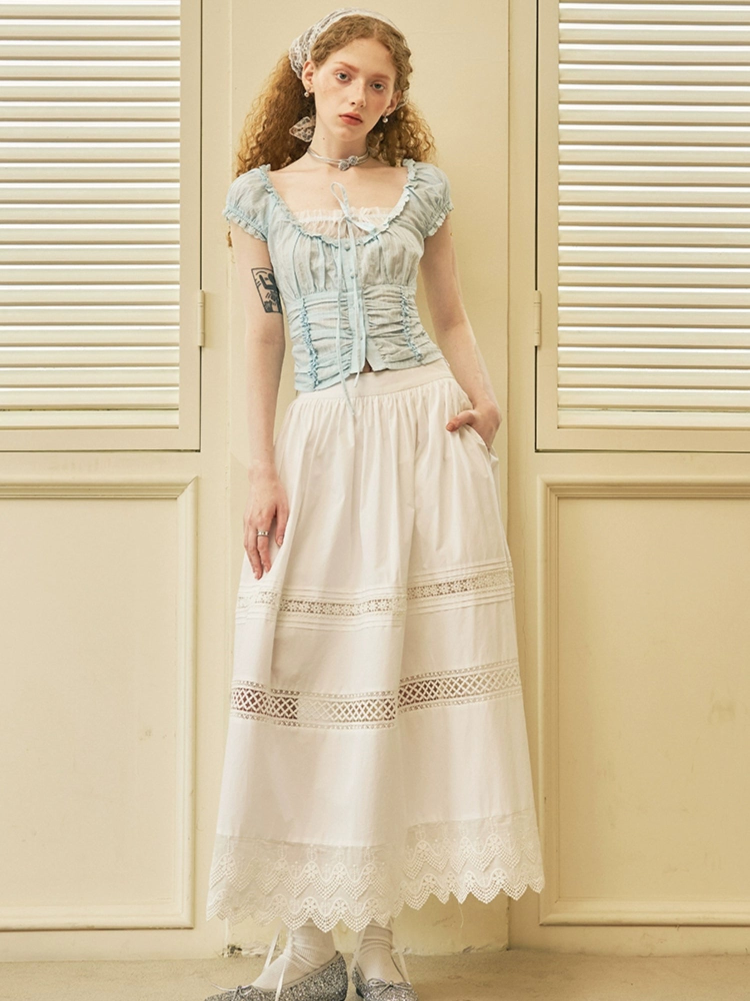 Girly Lace Splicing Long Skirt