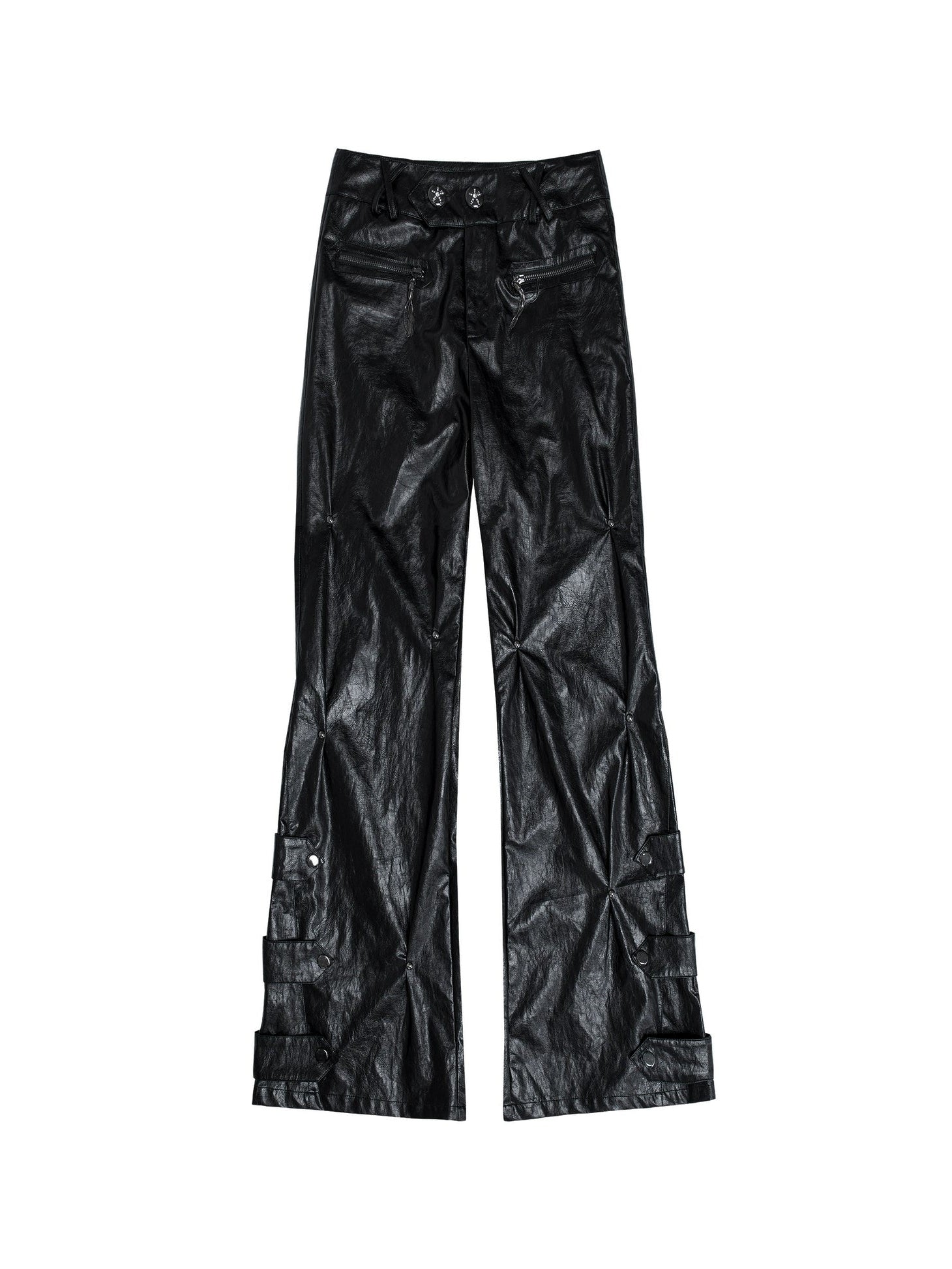 Street Rivets Loose Leather Pants