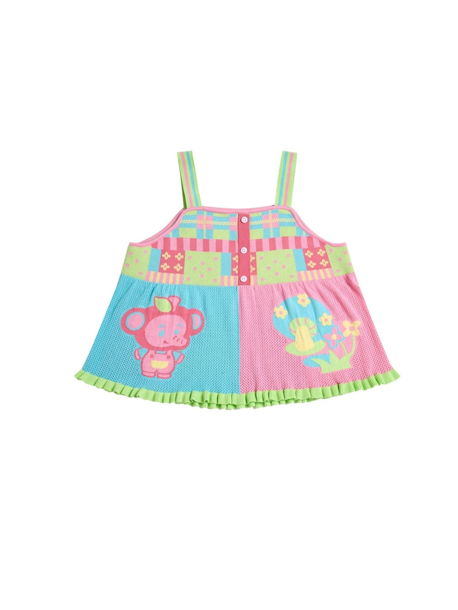 Jacquard Cute Spliced Colorful Camisole