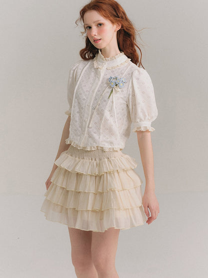 Jacquard Lace Short Sleeve Shirt