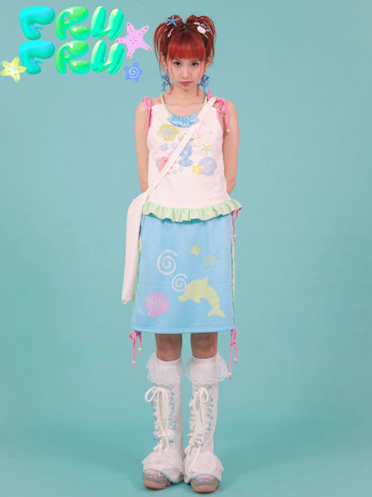 Cute Dolphin Print Skirt