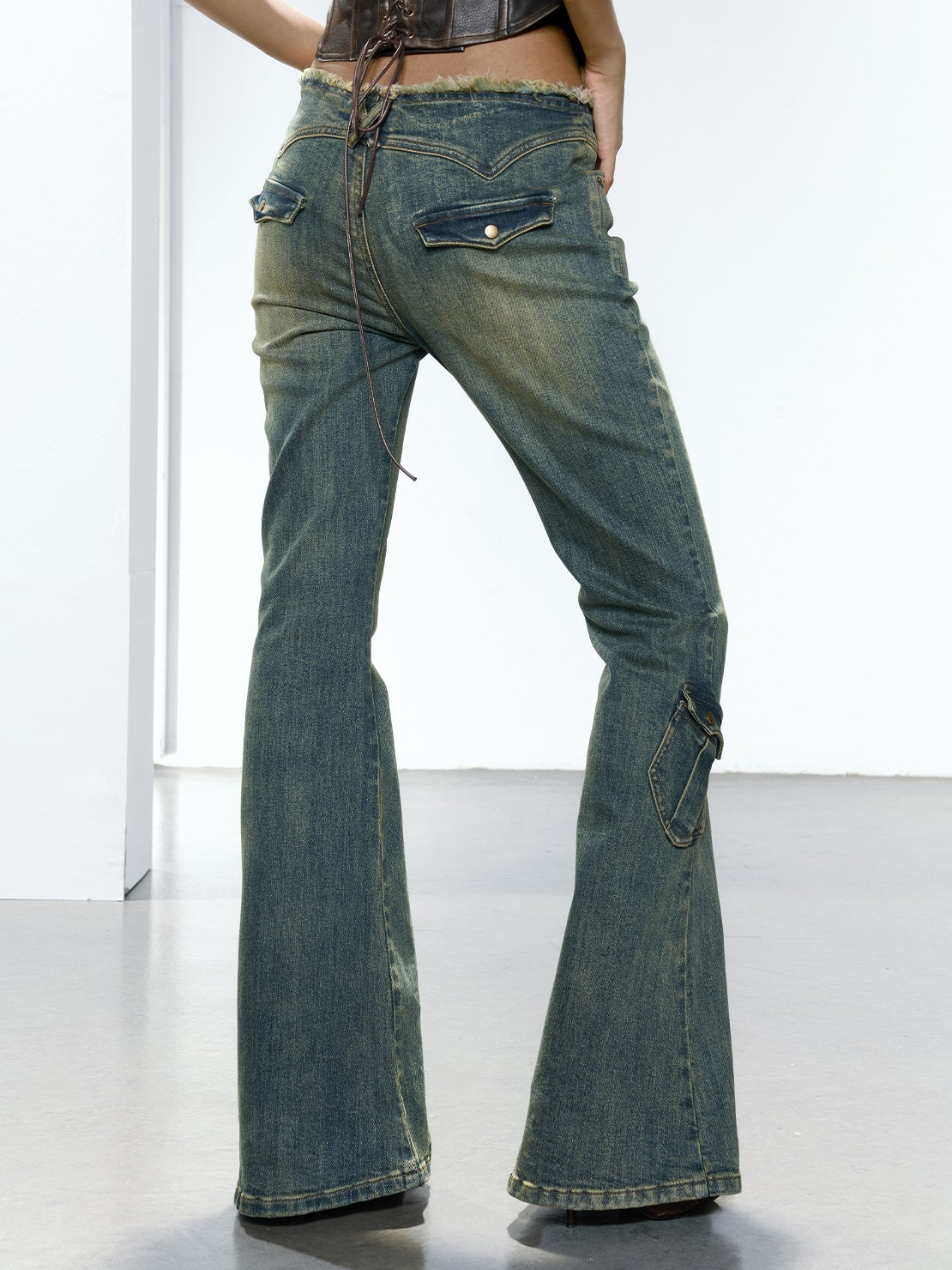 Washed Micro-Flared Low-Rise Jeans