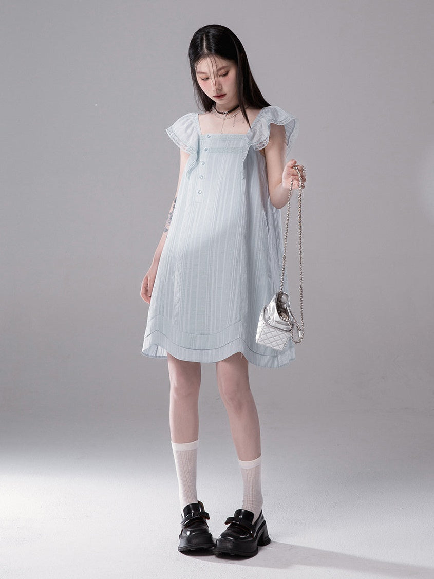 Flying Sleeves Ribbon A-Line Dress