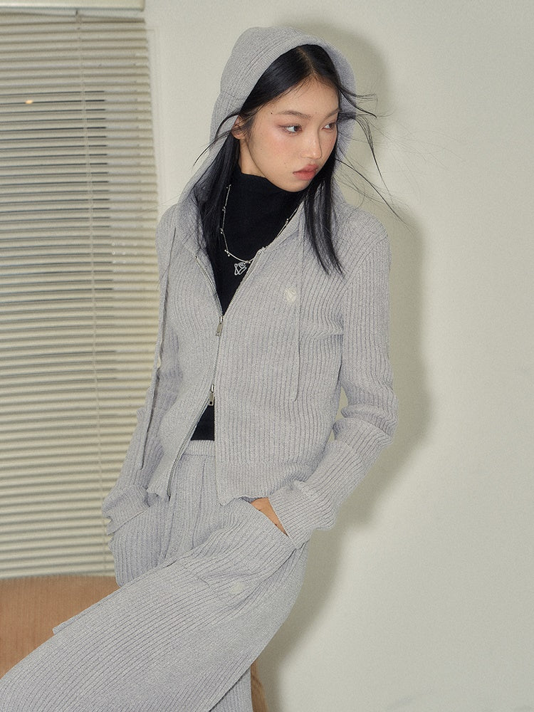 Relaxing Hooded Knitted Parka ＆ Skirt ＆ Pants