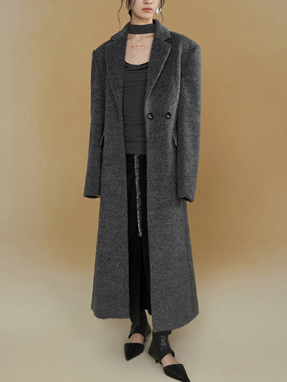 Wide Shoulder One Button Long Coat