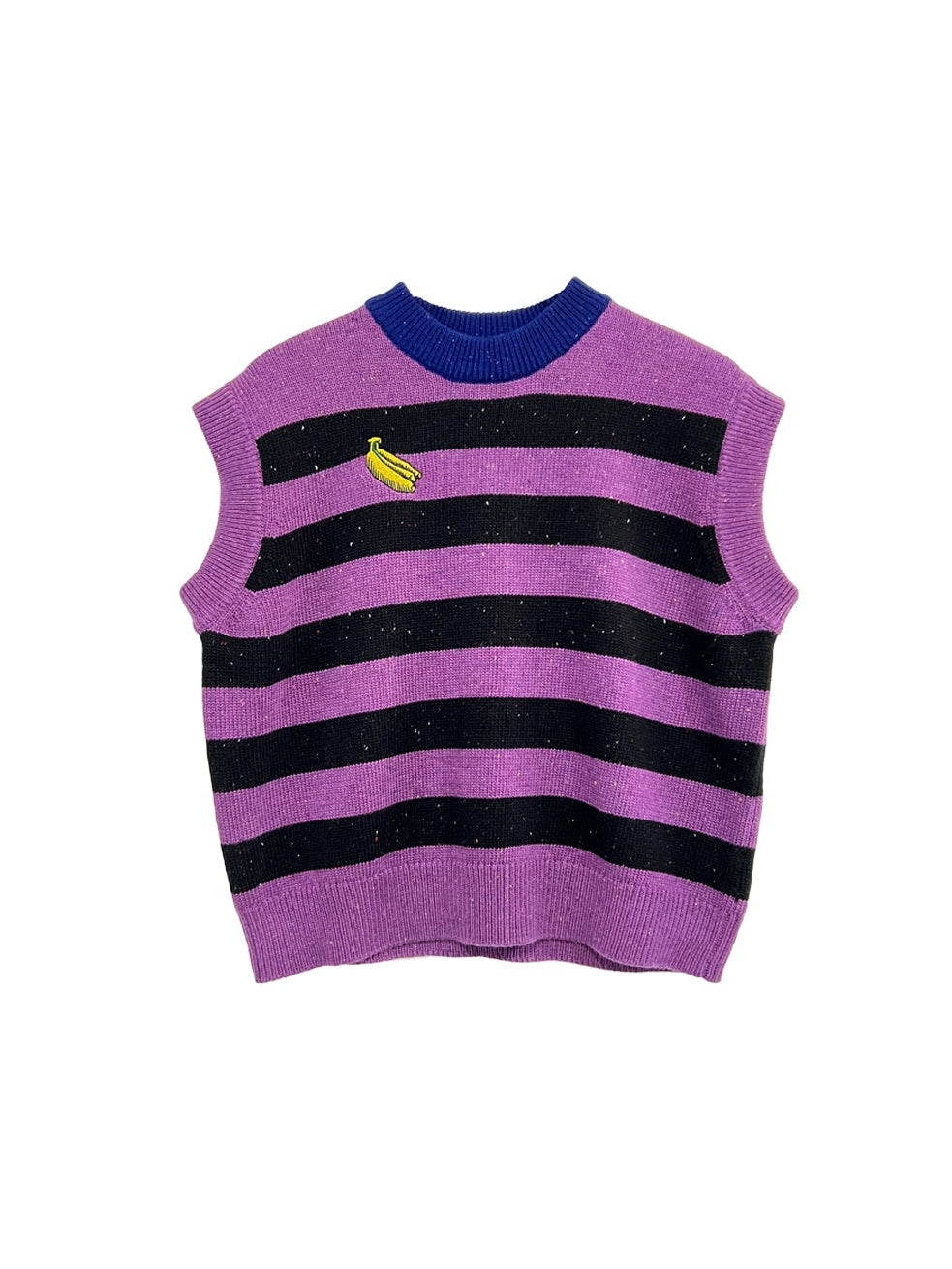 Banana Embroidered Border Knitted Vest