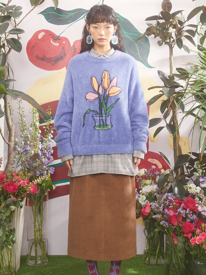 Tulips Jacquard Loose Pullover