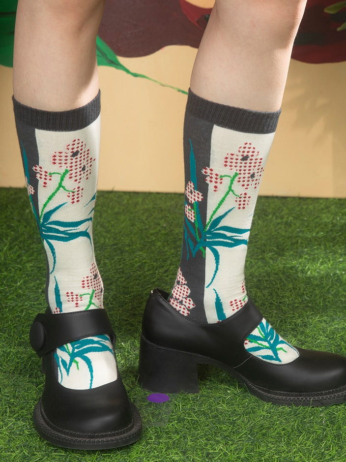 Phalaenopsis Jacquard Mid-calf Socks main image 1