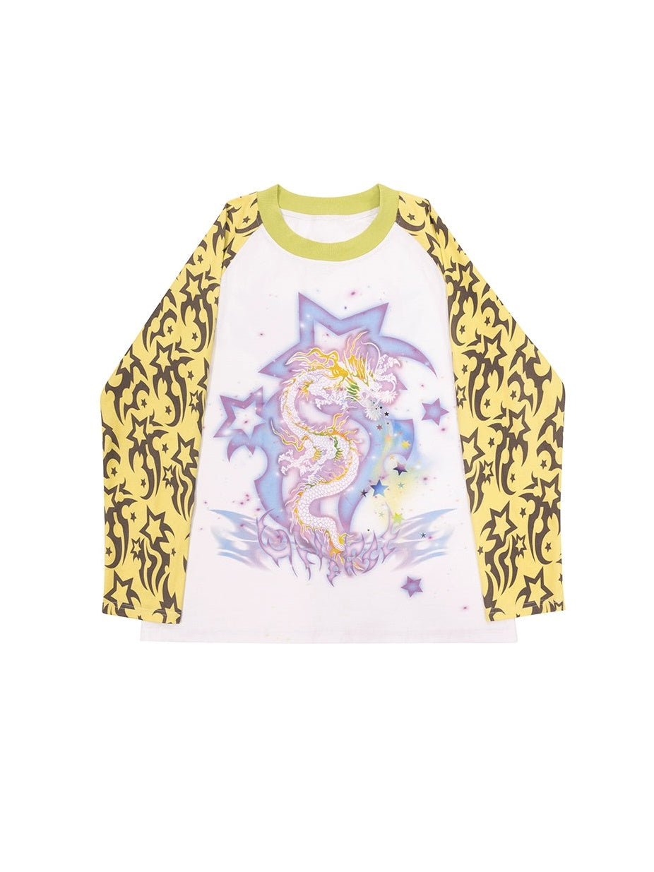 Dragon Print Raglan Sleeve T-shirt