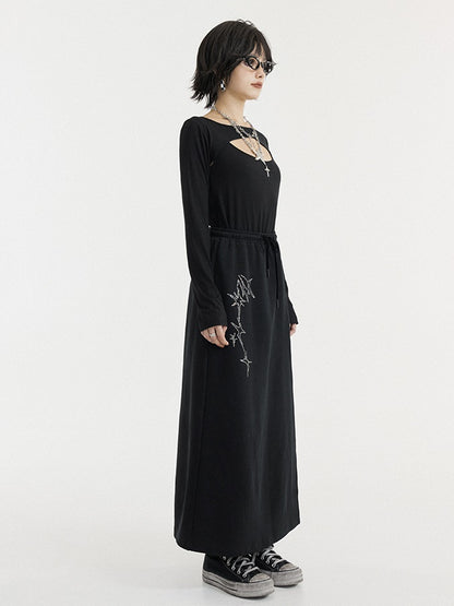 A-line Slit Long Skirt