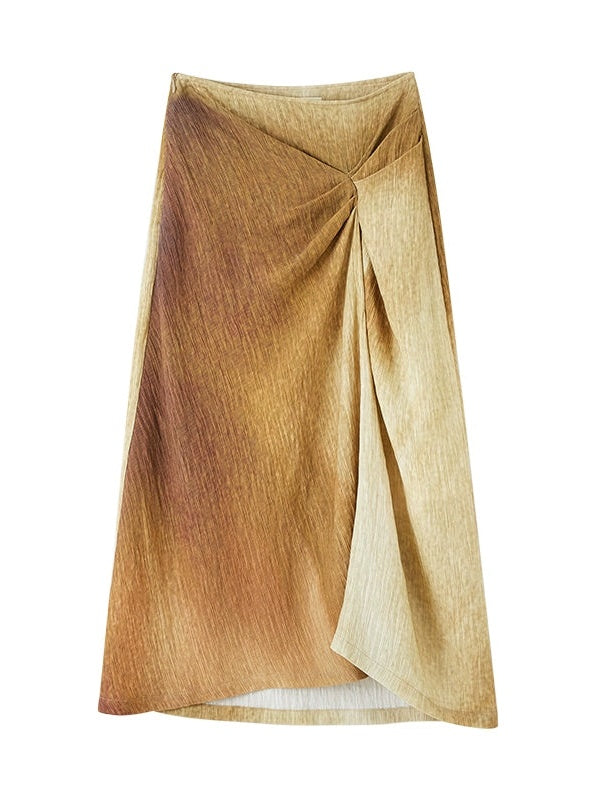 Deconstructed Irregular Gradation Printed Skirt