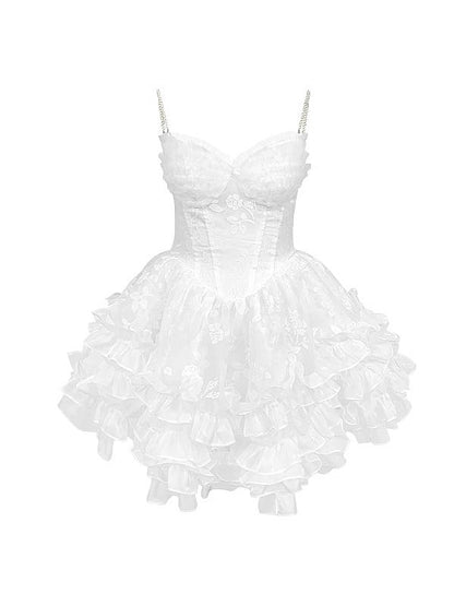 Organza Puffy Sostende Robe &amp; Pearl Corset