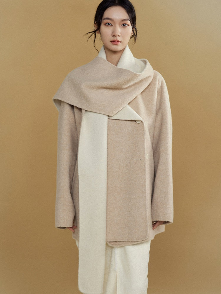 Loose Double-folded Scarf Double-sided Coat