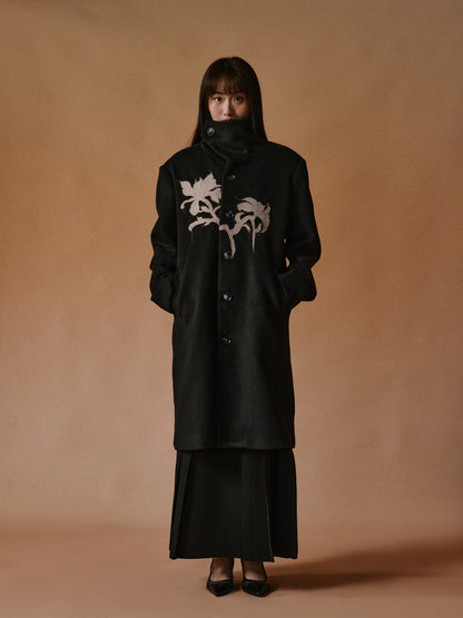 Chinese Style Iris Appliqué Embroidered Coat