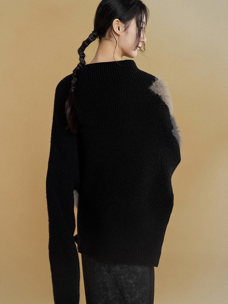 Jacquard Wooly Patchwork großer Pullover