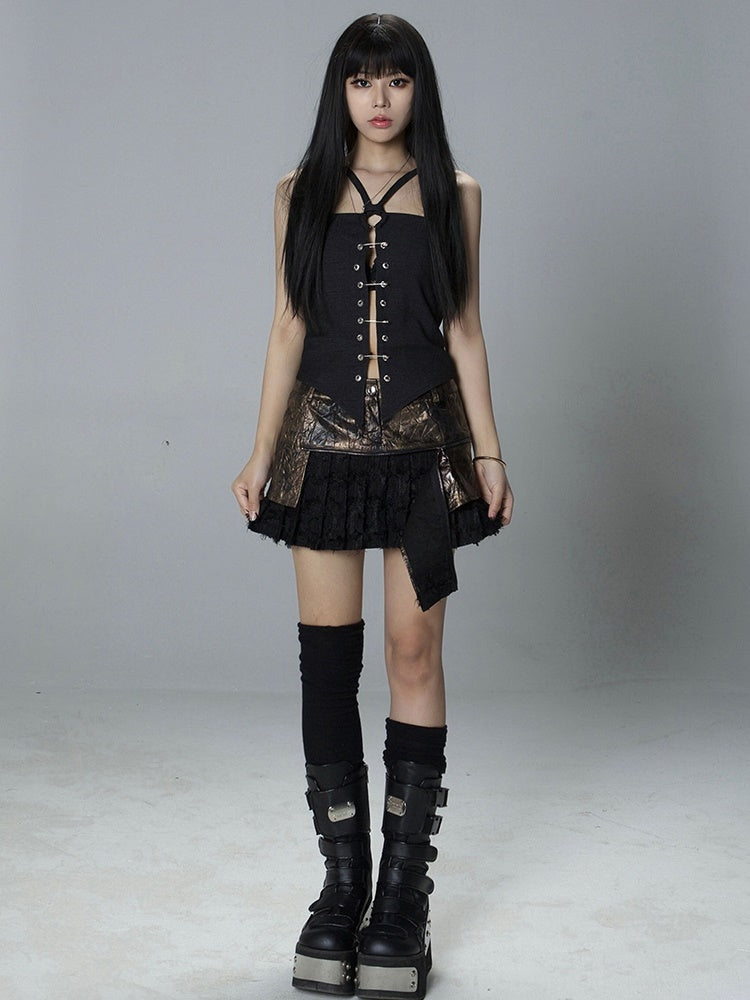 Pu Punk Gothic Niche A-line jupe