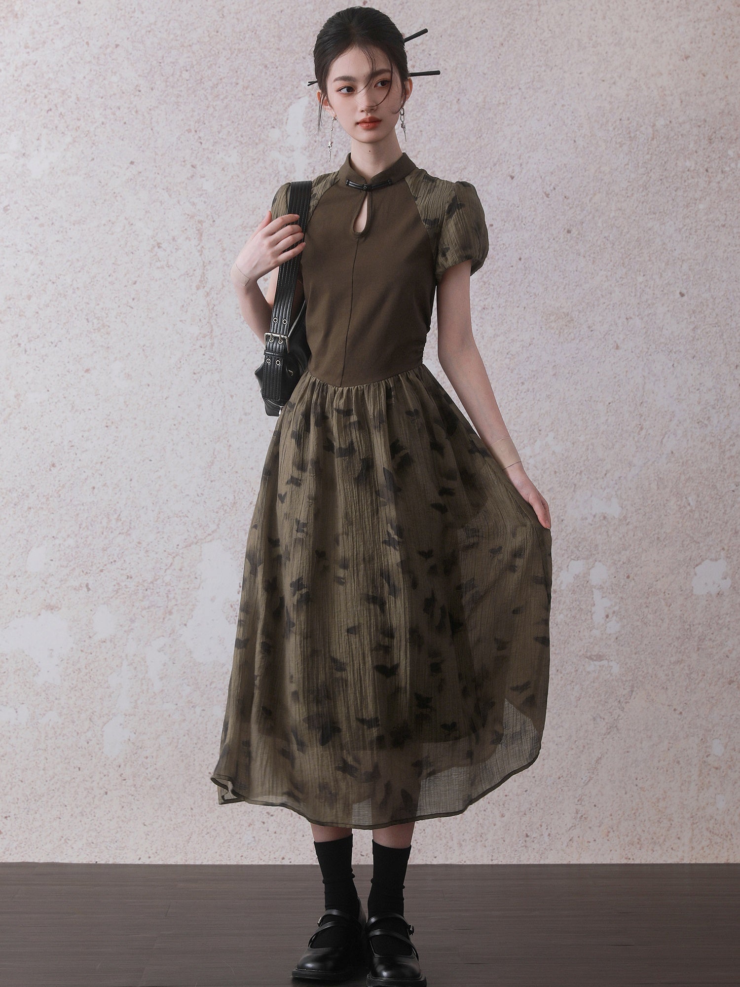 Butterfly Shadow Chinese Patchwork Dress