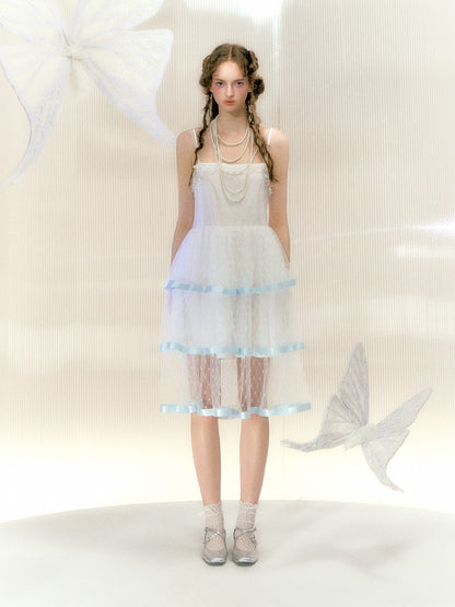 Lace Ribbon Mesh Suspender Cake Dress