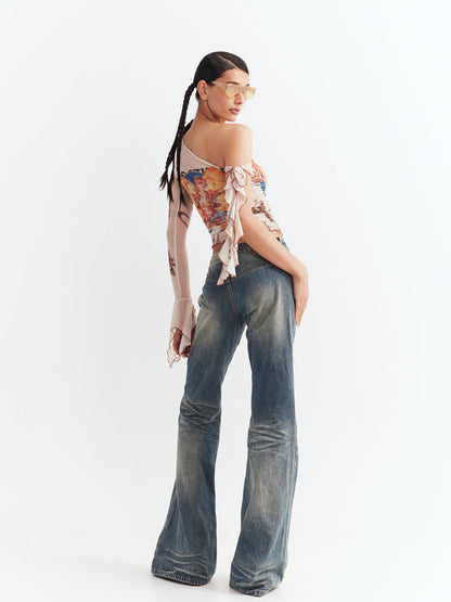 Low-waist Wide-legged Denim Pants