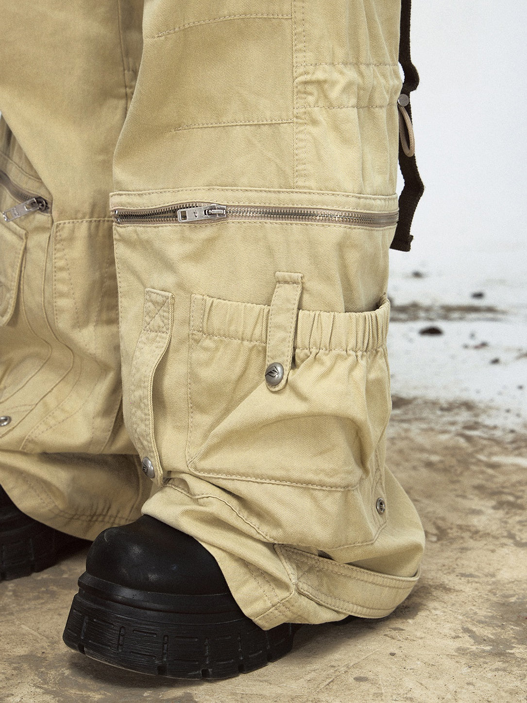 Detachable Shoulder Bag Straight Loose Cargo Pants