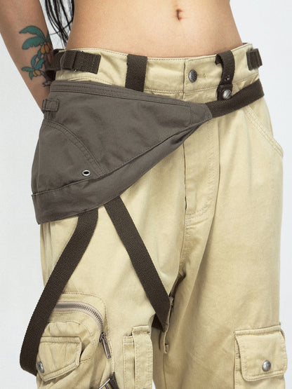 Detachable Shoulder Bag Straight Loose Cargo Pants