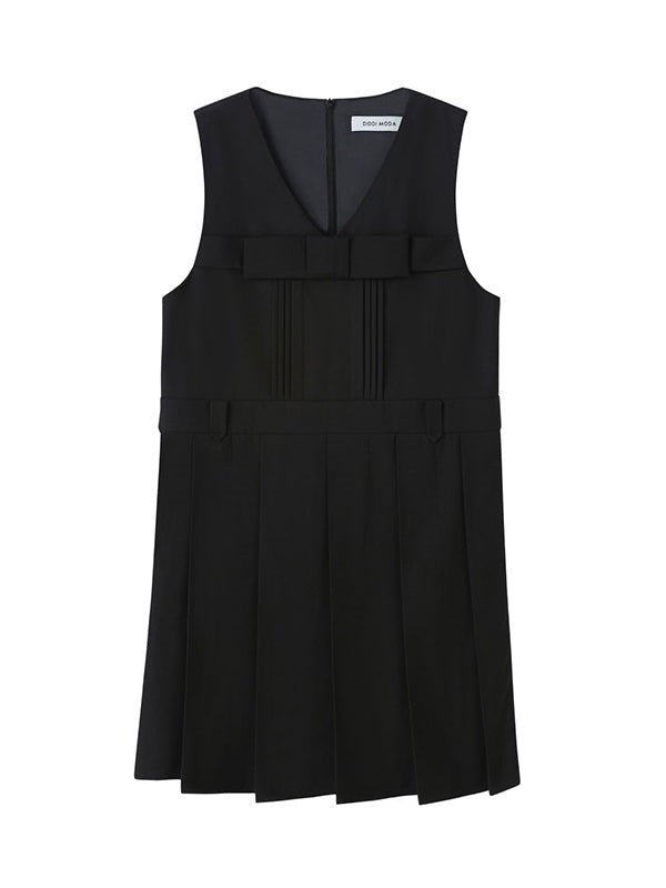 Bow Tie College Sense Sleeveless One-piece