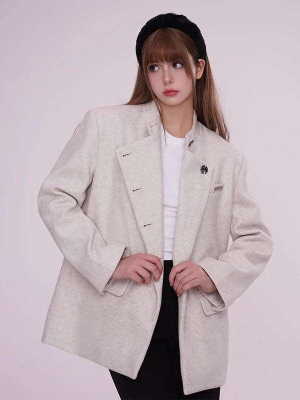 Stand Collar Lose Mannish Jacke