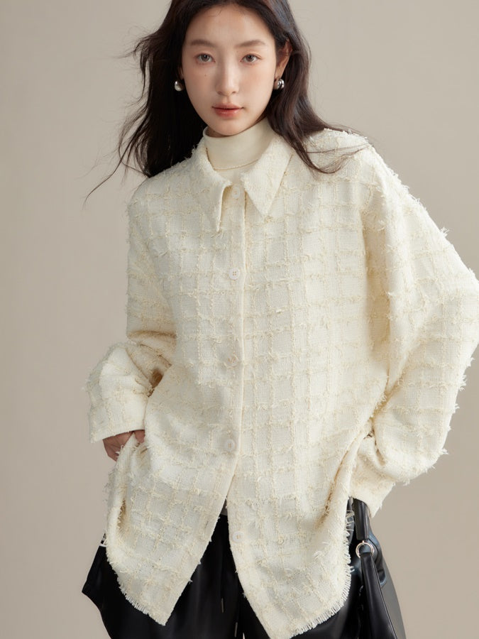 Woven Texture Loose Long-sleeved Shirt