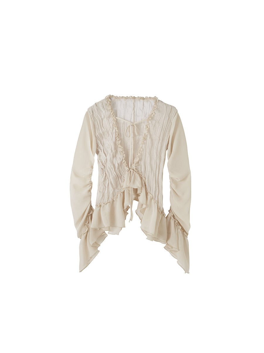 Frilled Chiffon Ruffle Cardigan