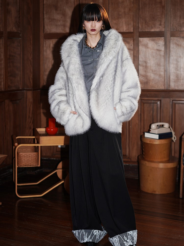 Plush Loose Niche Design Lapel Fur Jacket