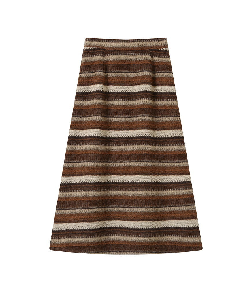 Border Knit Stretch Relax Retro Casual Long-Skirt – ARCANA ARCHIVE
