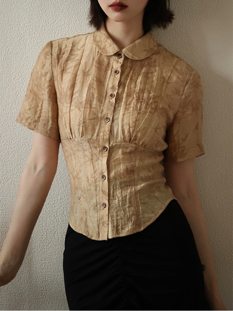 Pinch Waist Short-sleeved Shirt