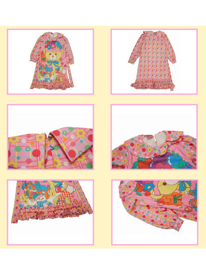 Doll Collar Cute Bear Print Dress