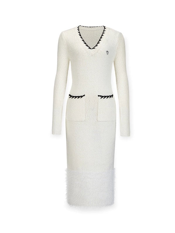 Elegance V-neck Slim Knitted Dress