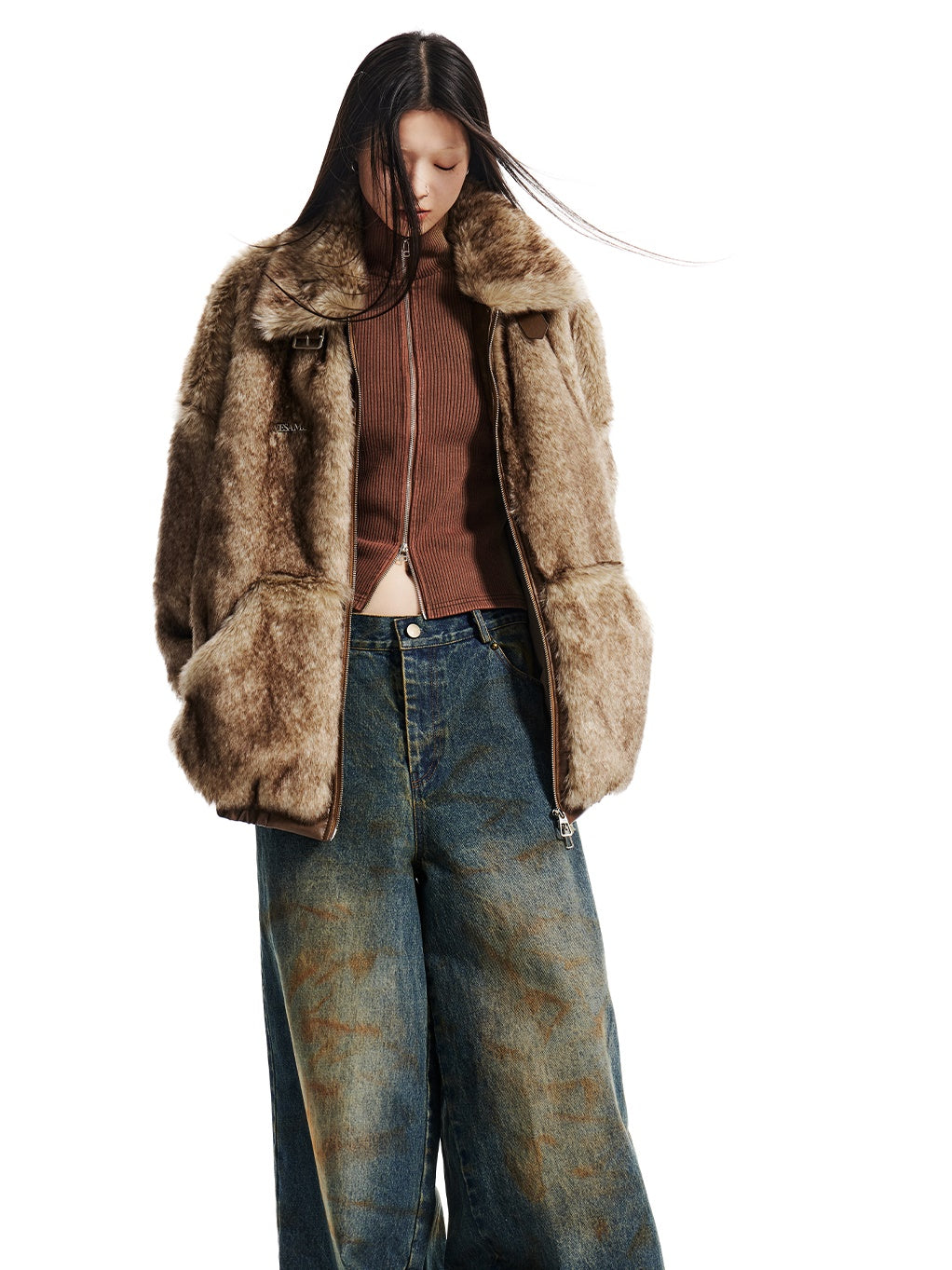 Loose Strap Eco-friendly Fur Plush Jacket