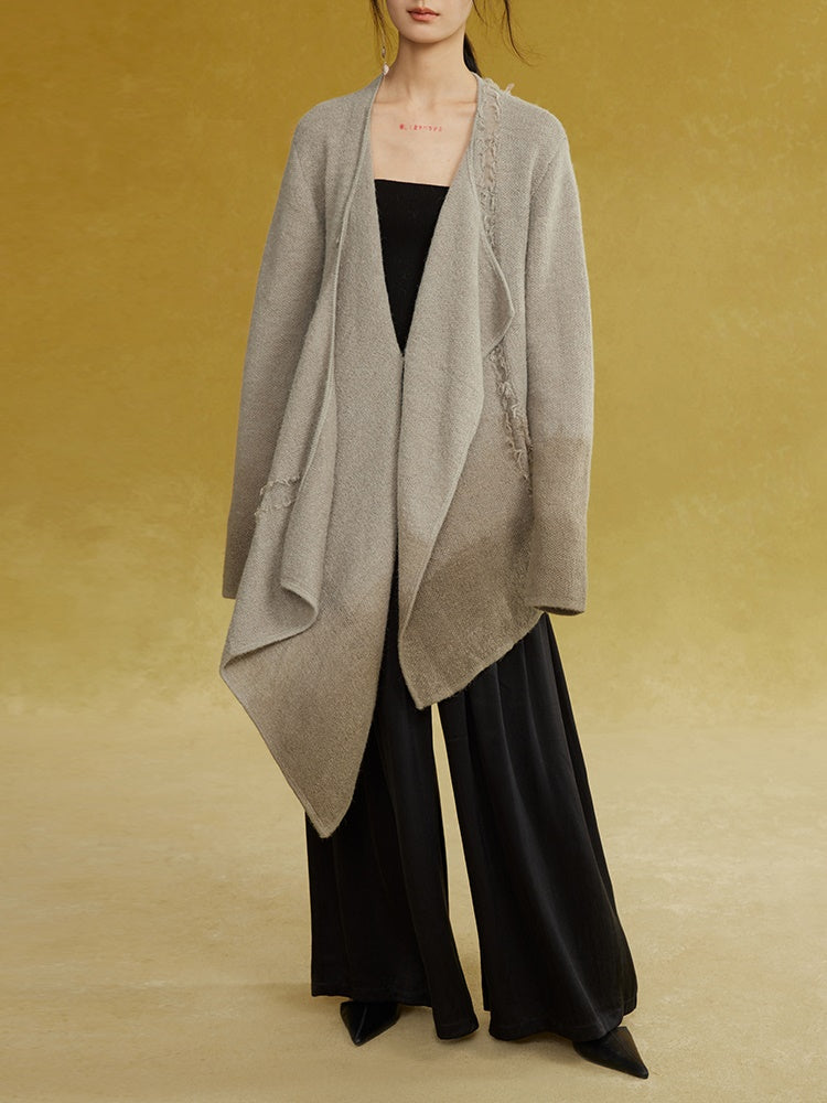 Asymmetric Placket Knitted Robe Cardigan