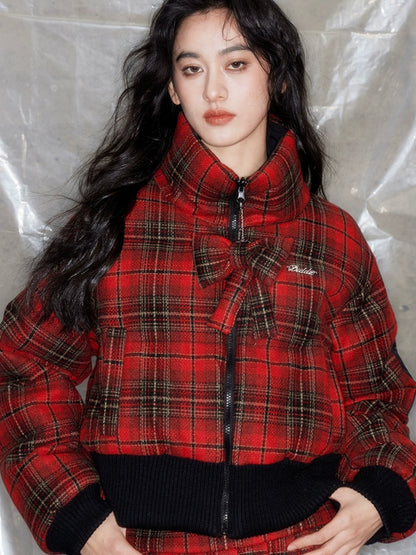 Veste courte réversible à plaid